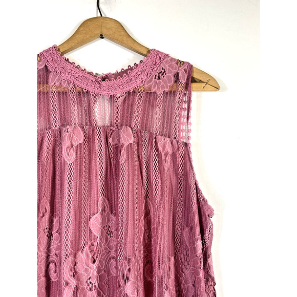 Xhilaration Tunic Tank Top Pink Lace Crochet XL Romantic Soft Girl Feminine Core - Picture 7 of 14